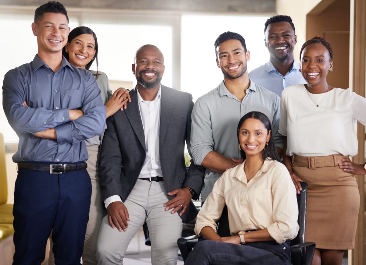 diverse happy professional team