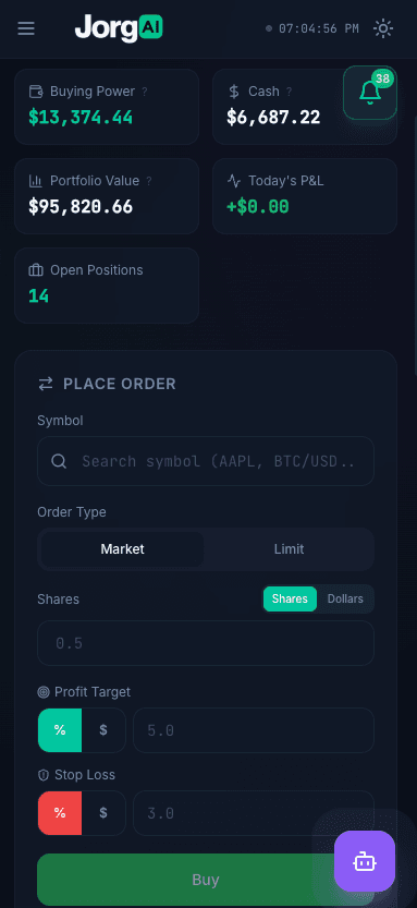 JorgAI mobile app preview